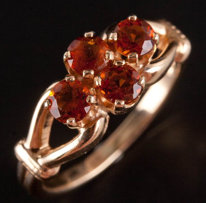 14k Yellow Gold Round Orange Mandarin Garnet Cluster Style Ring 1.0ctw 3.0g