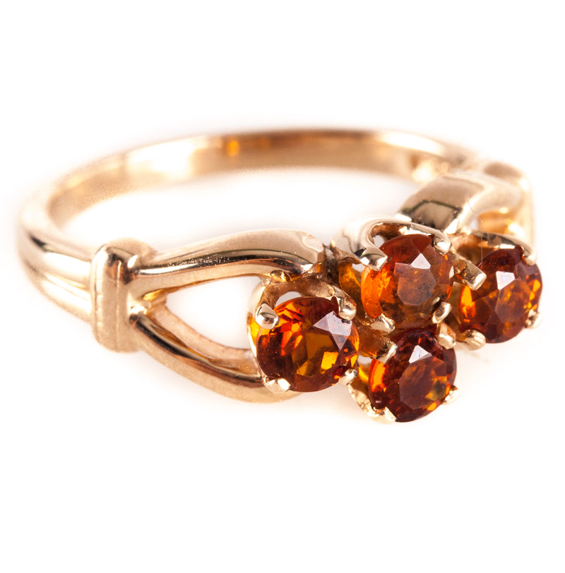 14k Yellow Gold Round Orange Mandarin Garnet Cluster Style Ring 1.0ctw 3.0g