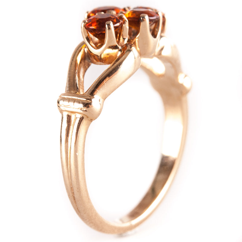 14k Yellow Gold Round Orange Mandarin Garnet Cluster Style Ring 1.0ctw 3.0g