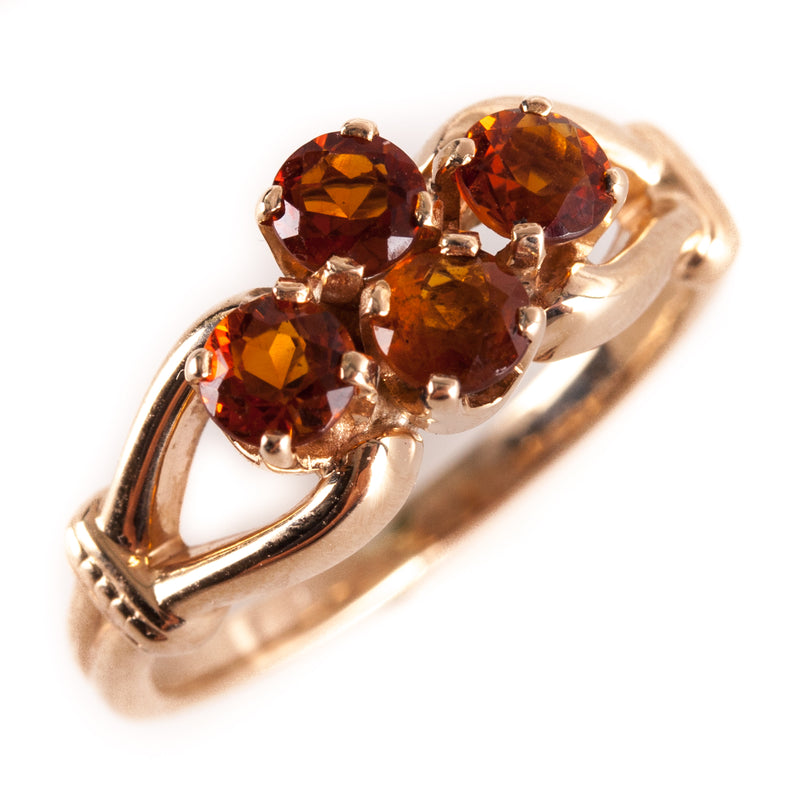 14k Yellow Gold Round Orange Mandarin Garnet Cluster Style Ring 1.0ctw 3.0g