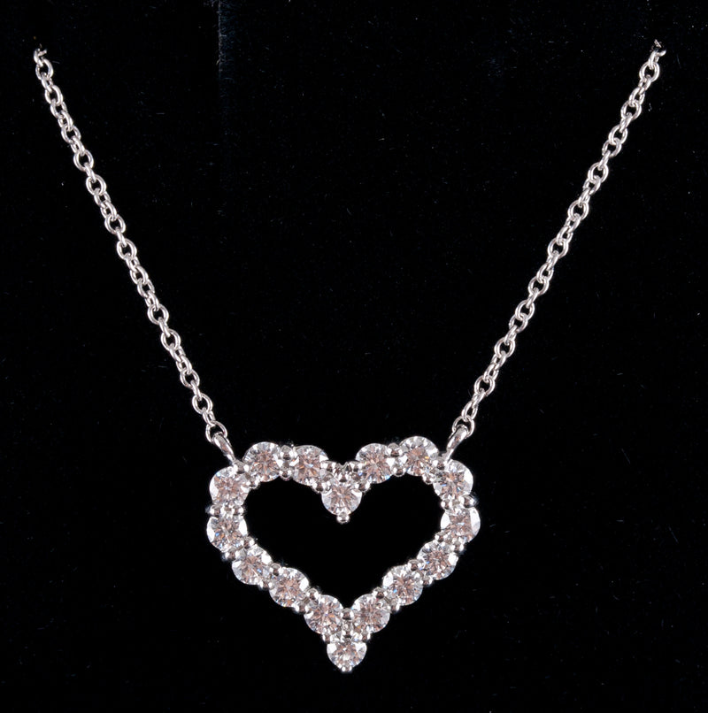 Tiffany & Co. Platinum Round G VS2 Diamond Heart Style Necklace .64ctw 4.54g