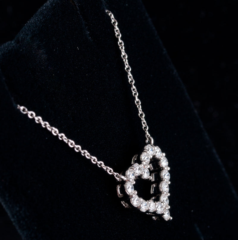 Tiffany & Co. Platinum Round G VS2 Diamond Heart Style Necklace .64ctw 4.54g