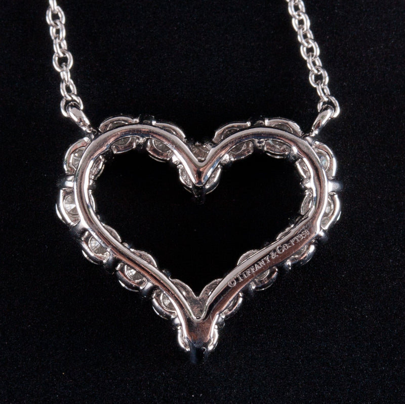 Tiffany & Co. Platinum Round G VS2 Diamond Heart Style Necklace .64ctw 4.54g