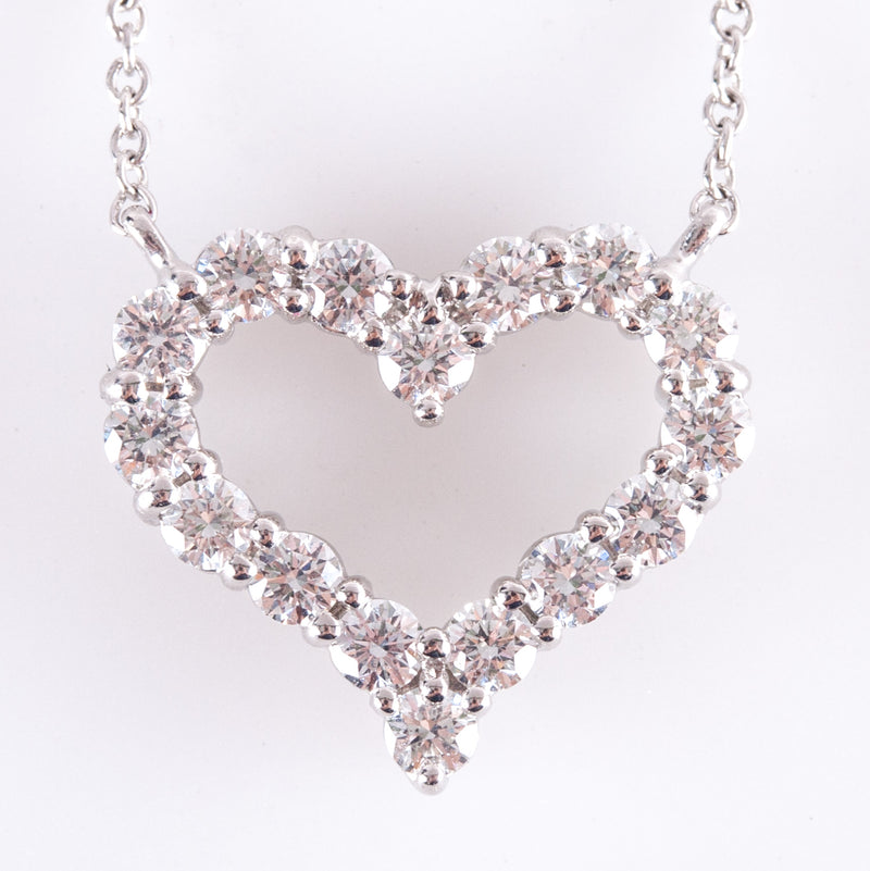 Tiffany & Co. Platinum Round G VS2 Diamond Heart Style Necklace .64ctw 4.54g