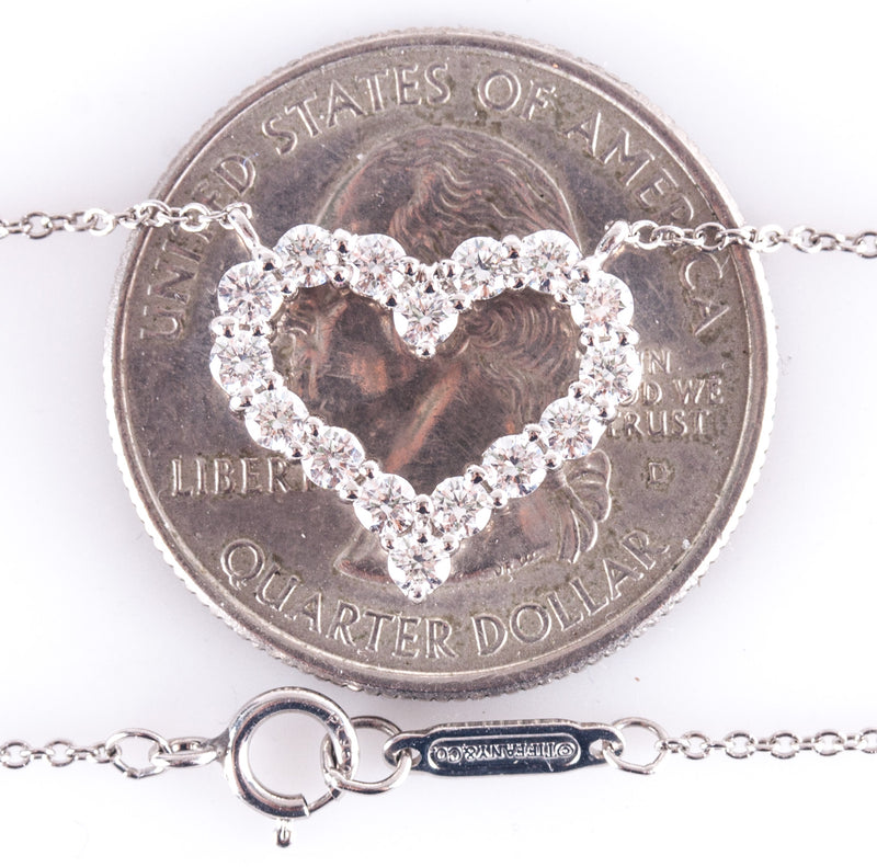 Tiffany & Co. Platinum Round G VS2 Diamond Heart Style Necklace .64ctw 4.54g