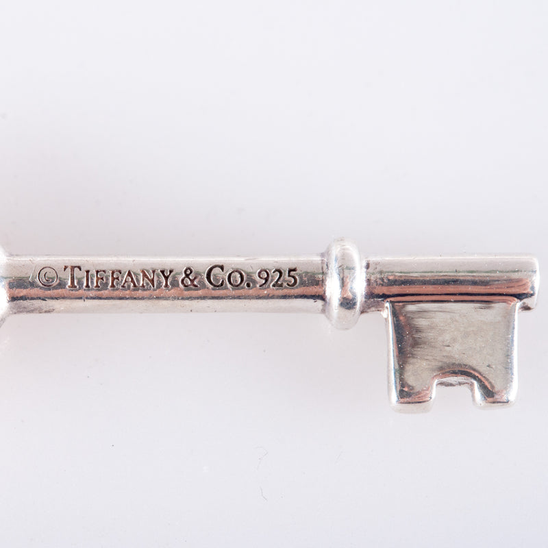 Tiffany & Co. Sterling Silver Enamel Heart Key Style Necklace W/ 18" Chain 5.32g