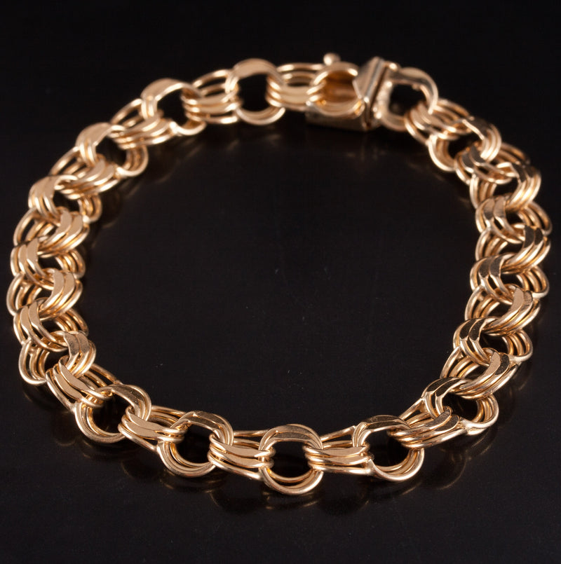 14k Yellow Gold Round Multi Link Style Bracelet 14.18g 7.75" Length