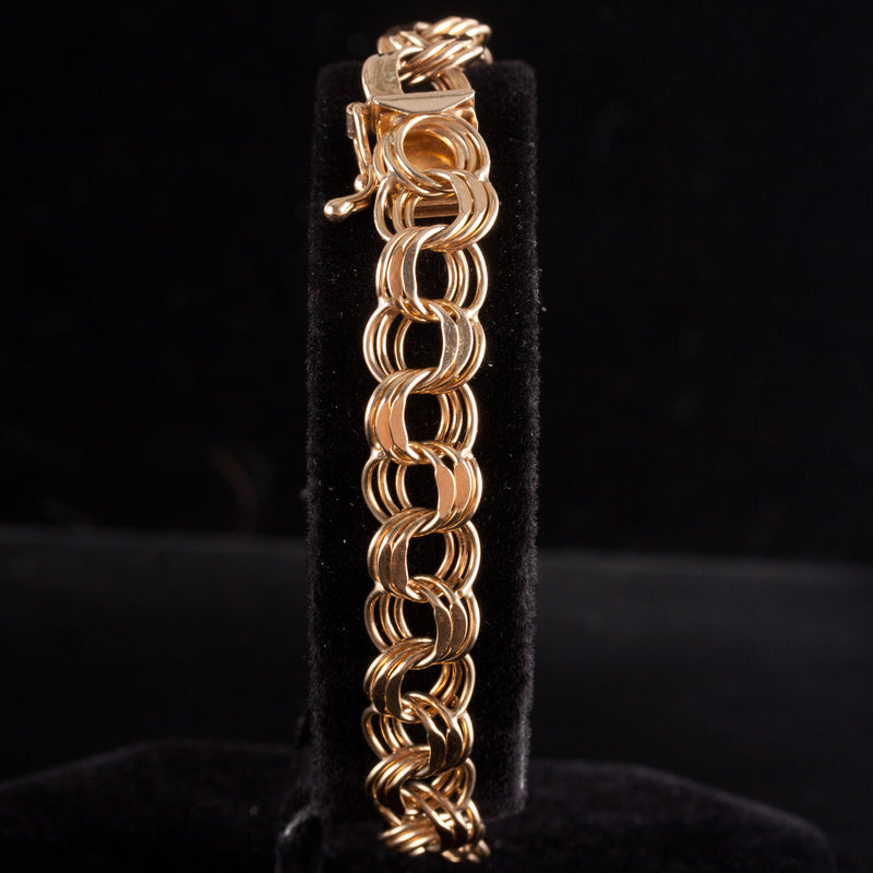 14k Yellow Gold Round Multi Link Style Bracelet 14.18g 7.75" Length