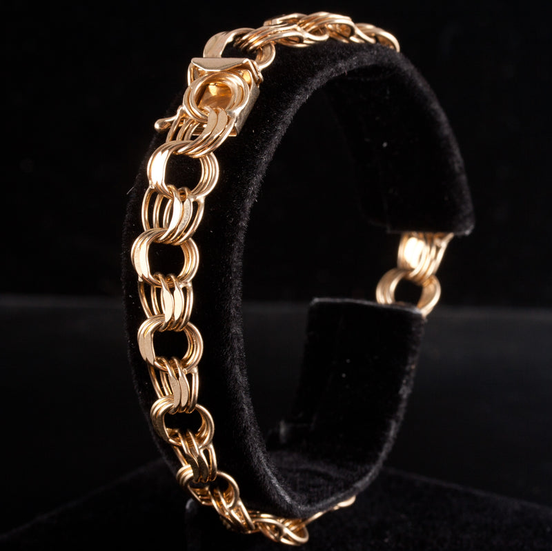 14k Yellow Gold Round Multi Link Style Bracelet 14.18g 7.75" Length