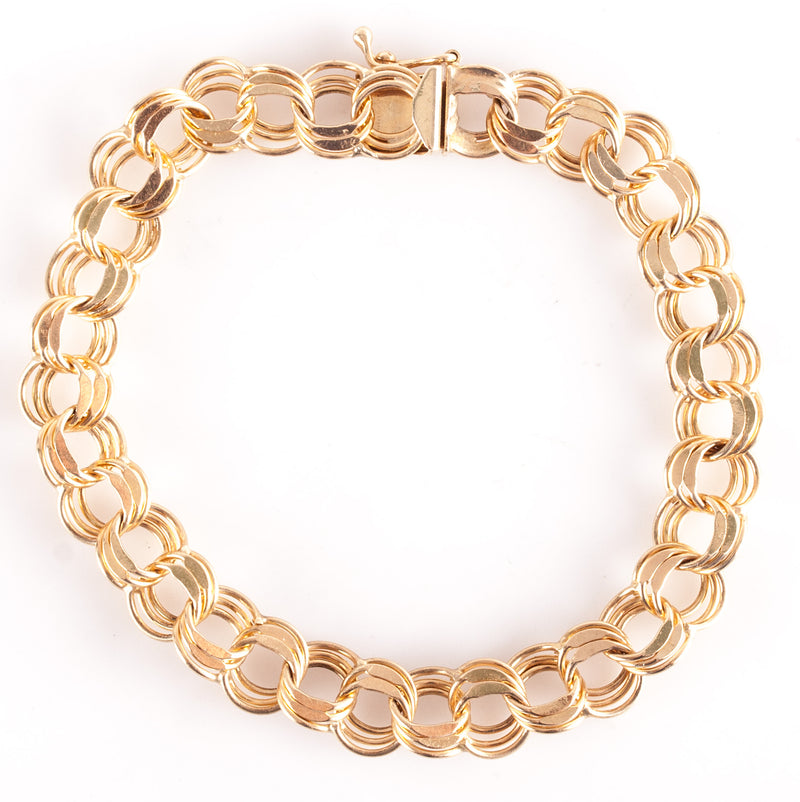 14k Yellow Gold Round Multi Link Style Bracelet 14.18g 7.75" Length