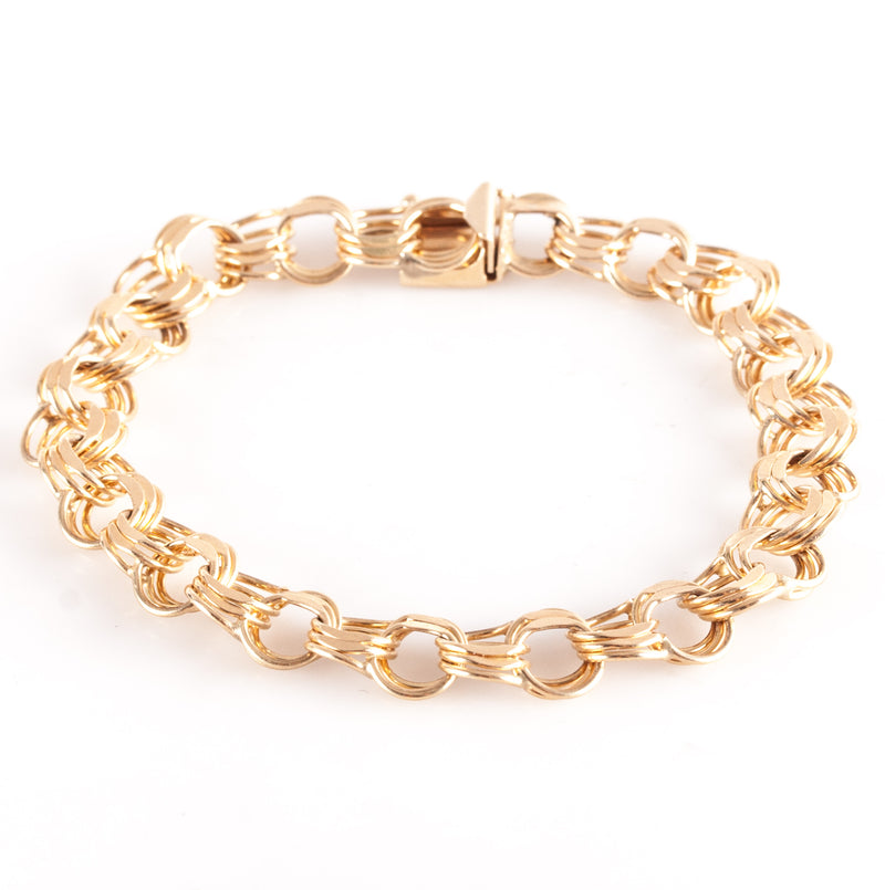 14k Yellow Gold Round Multi Link Style Bracelet 14.18g 7.75" Length