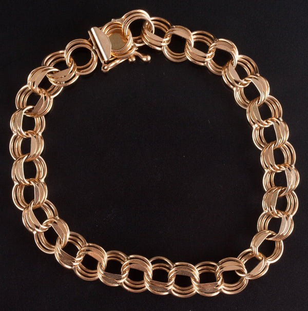 14k Yellow Gold Round Multi Link Style Bracelet 11.13g 7" Length 7.9mm Width