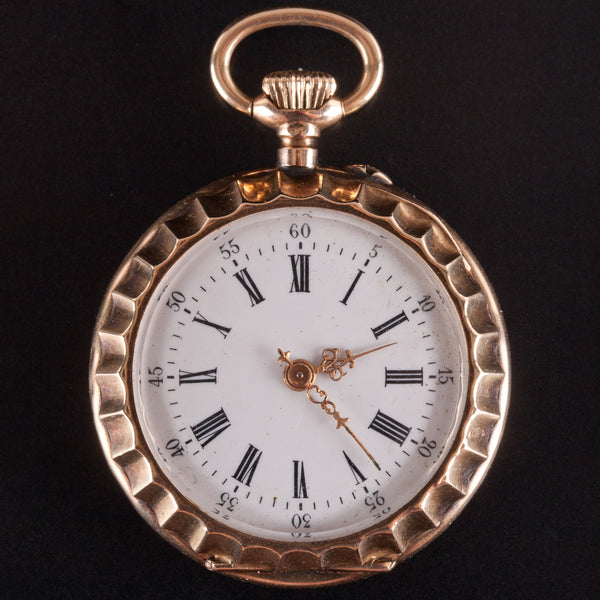 Vintage 1890's 14k Yellow Gold Floral Case Manual Winding Pocket Watch 16.8g