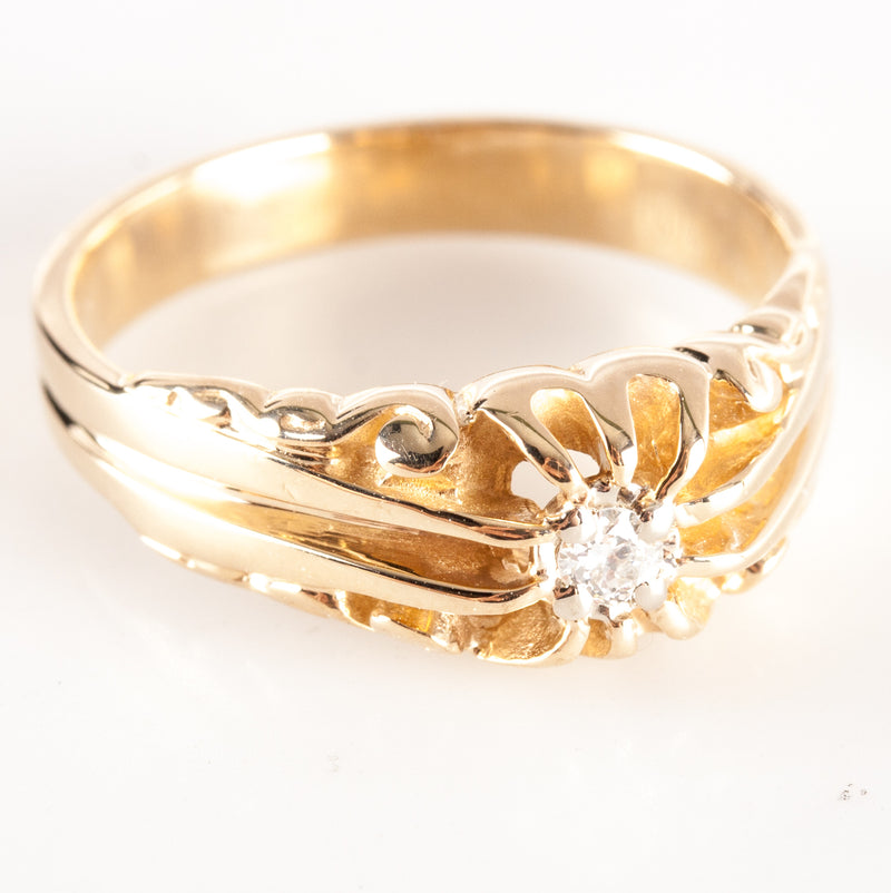 Vintage 1960's 14k Yellow Gold Transitional Diamond Solitaire Engagement Ring