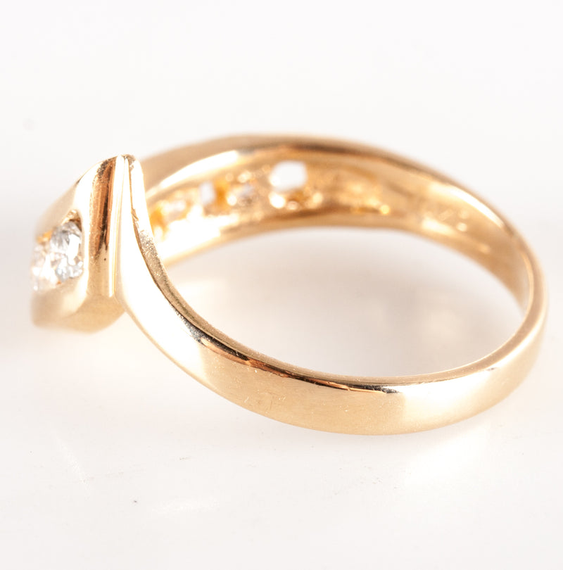 14k Yellow Gold Round H SI3 Diamond Cocktail Style Ring .39ctw 2.79g