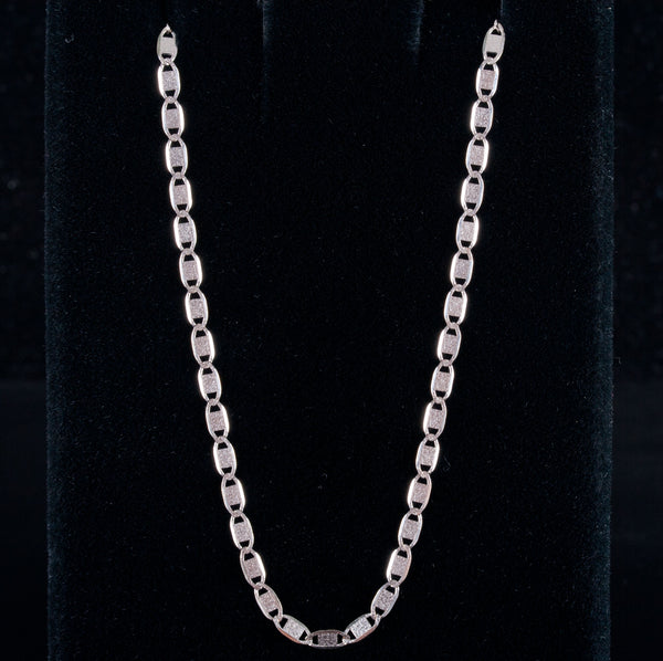 14k White Gold Italian Flat Link Style Chain Necklace 2.50g 17.75" Length