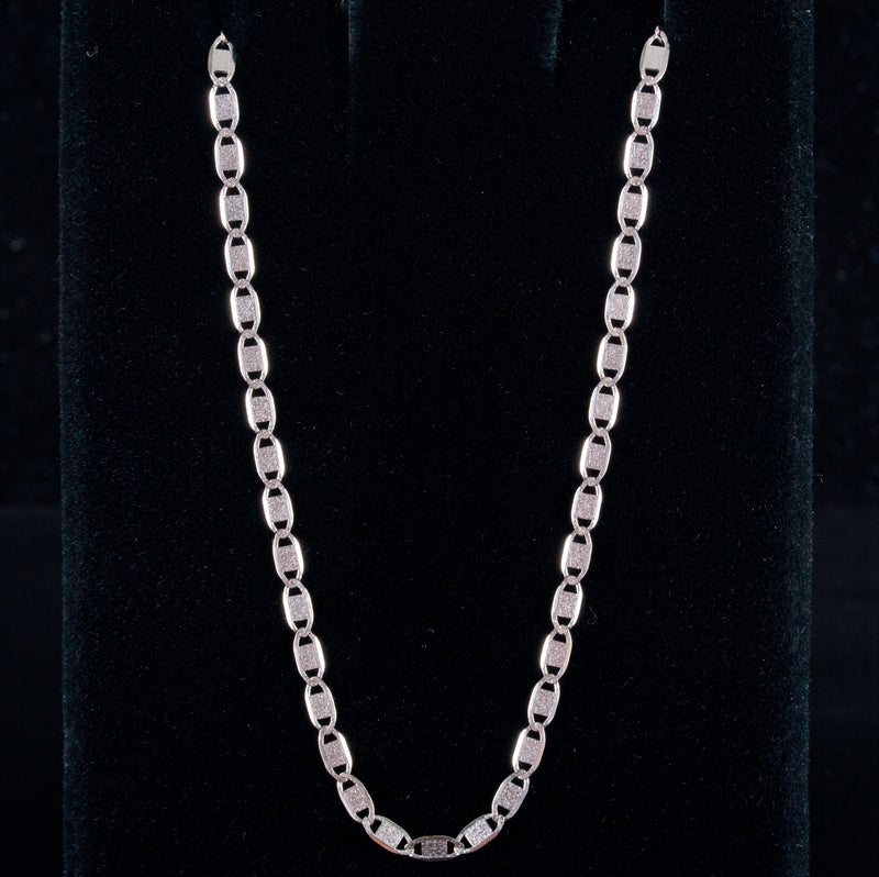 14k White Gold Italian Flat Link Style Chain Necklace 2.50g 17.75" Length