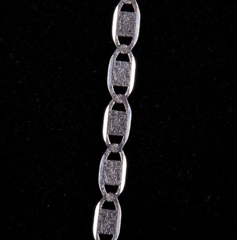 14k White Gold Italian Flat Link Style Chain Necklace 2.50g 17.75" Length