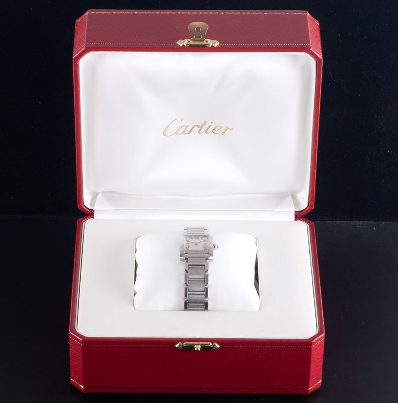 Cartier Tank XS Stainless Steel Quartz Wrist Watch W/ Box & Papers 57.65g