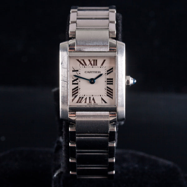 Cartier Tank XS Stainless Steel Quartz Wrist Watch W/ Box & Papers 57.65g