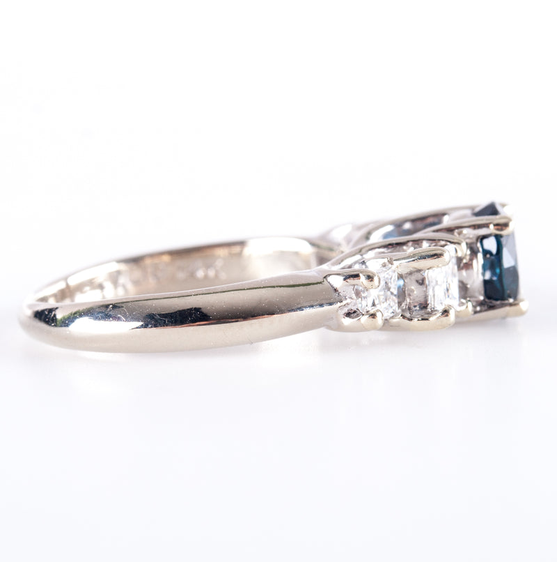 14k White Yellow Gold Round Sapphire Diamond Engagement Ring 1.80ctw 3.82g