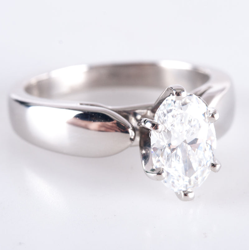 Platinum Oval E VS1 Diamond Solitaire Style Engagement Ring 1.16ct 7.90g
