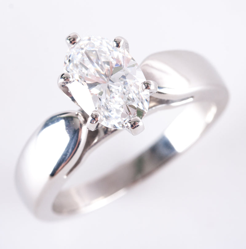 Platinum Oval E VS1 Diamond Solitaire Style Engagement Ring 1.16ct 7.90g