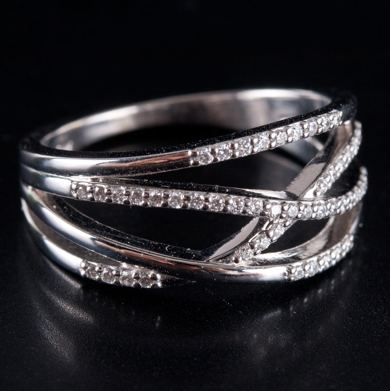 14k White Gold Round Diamond Split Banded Style Wedding Ring .196ctw 4.7g