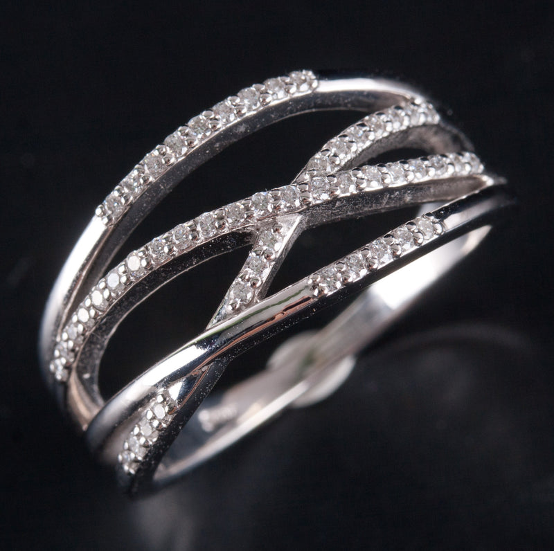 14k White Gold Round Diamond Split Banded Style Wedding Ring .196ctw 4.7g