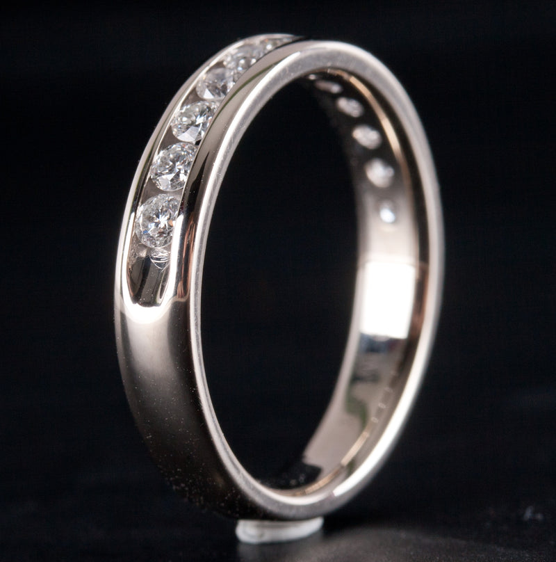 14k White Gold Round H SI2 Diamond Channel Set Style Wedding Ring .47ctw 3.42g