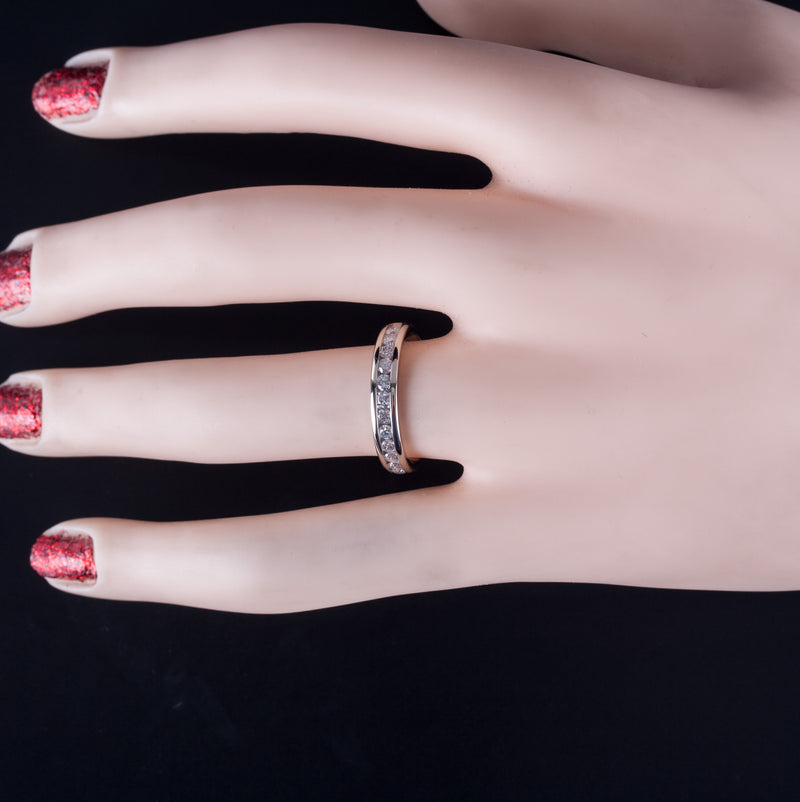 14k White Gold Round H SI2 Diamond Channel Set Style Wedding Ring .47ctw 3.42g