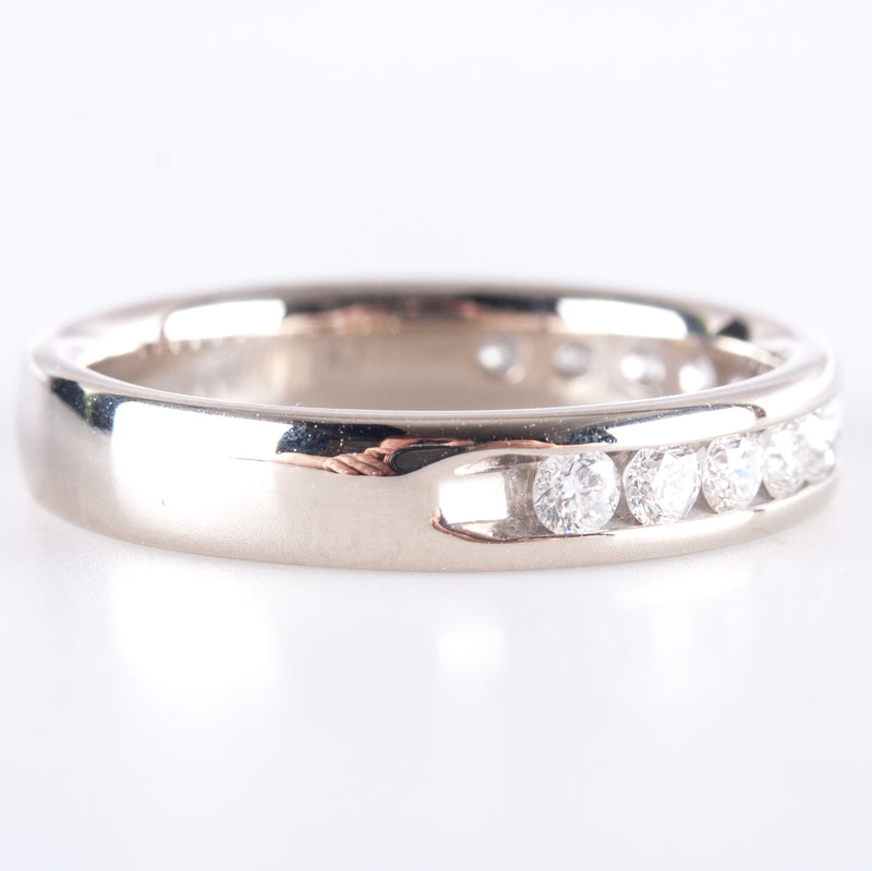 14k White Gold Round H SI2 Diamond Channel Set Style Wedding Ring .47ctw 3.42g