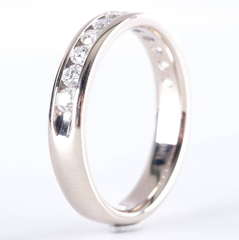 14k White Gold Round H SI2 Diamond Channel Set Style Wedding Ring .47ctw 3.42g