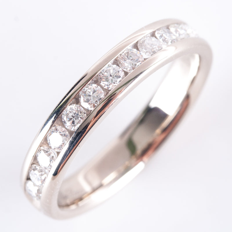 14k White Gold Round H SI2 Diamond Channel Set Style Wedding Ring .47ctw 3.42g