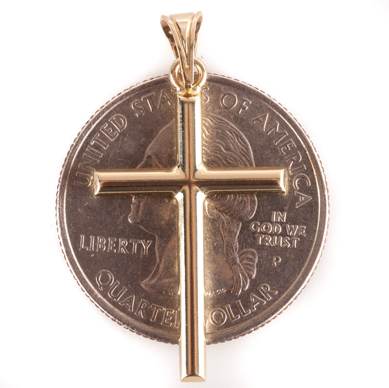 14k Yellow Gold Cross Style Pendant .90g 33.8mm x 17mm