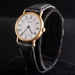 Piaget 18k Yellow Gold Quartz Wrist Watch W/ Aftermarket Leather Band 23mm Case