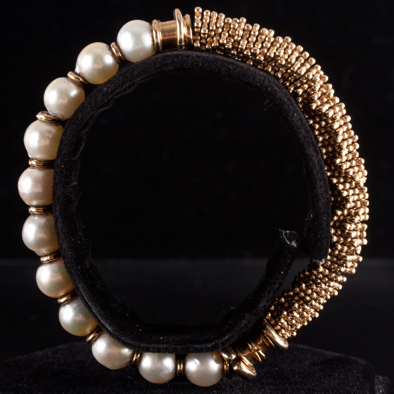 14k Yellow Gold Cultured Round Bead Pearl Heavy Necklace Bracelet Set 115.4g