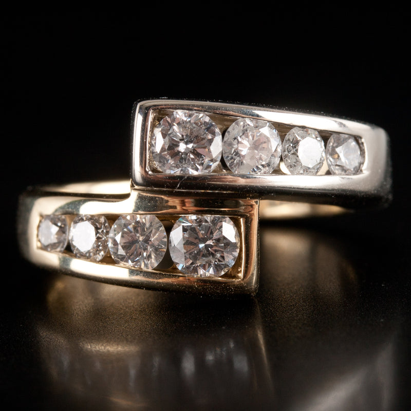 14k Yellow White Gold Two-Tone Graduated Diamond Cocktail Ring .90ctw 5.41g