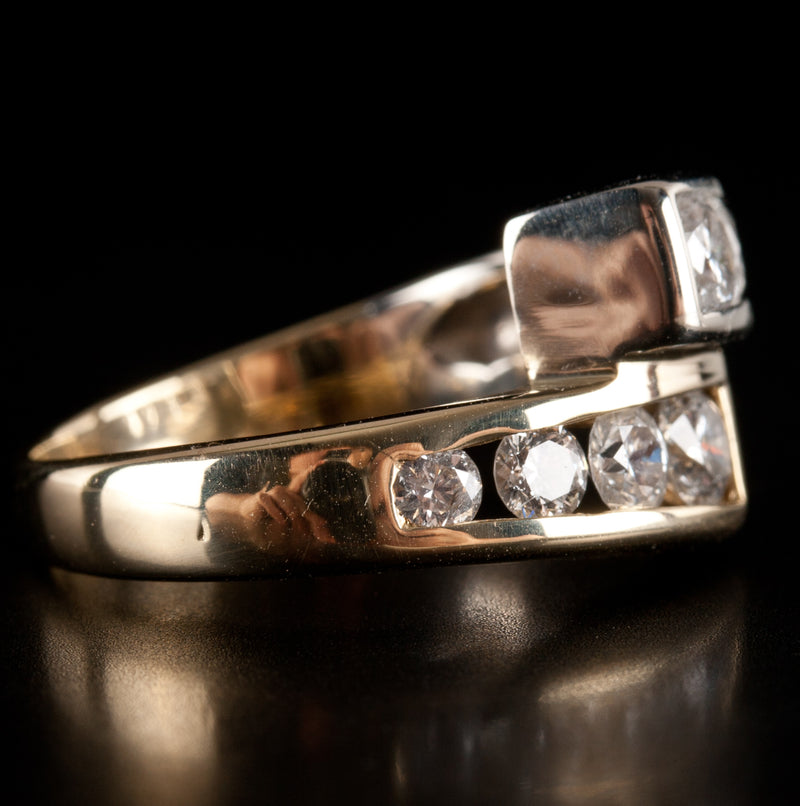 14k Yellow White Gold Two-Tone Graduated Diamond Cocktail Ring .90ctw 5.41g