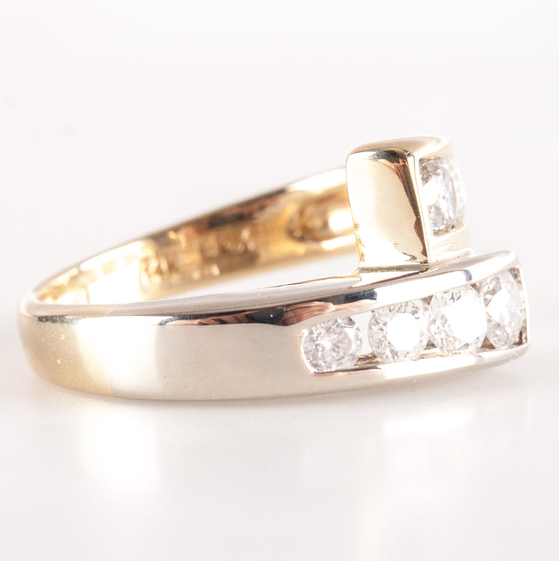 14k Yellow White Gold Two-Tone Graduated Diamond Cocktail Ring .90ctw 5.41g