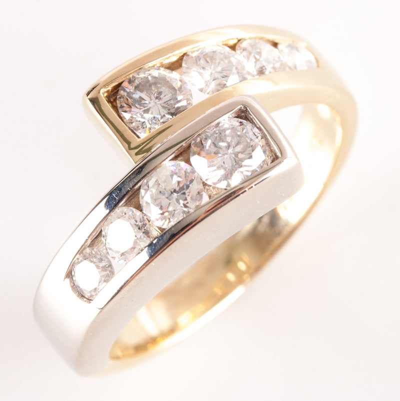14k Yellow White Gold Two-Tone Graduated Diamond Cocktail Ring .90ctw 5.41g