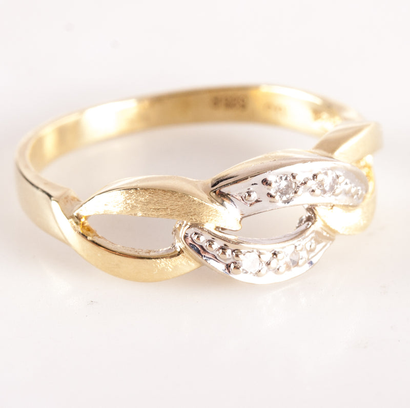 14k Yellow White Gold Two-Tone Single Round Diamond Ring Band .02ctw 2.82g