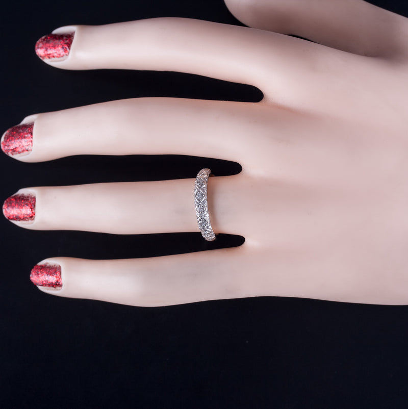 14k White Gold Round H SI1 Diamond Cluster Style Wedding Ring .20ctw 3.19g