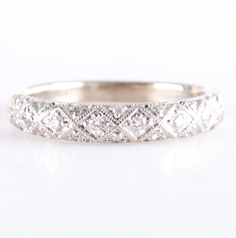 14k White Gold Round H SI1 Diamond Cluster Style Wedding Ring .20ctw 3.19g