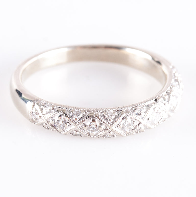 14k White Gold Round H SI1 Diamond Cluster Style Wedding Ring .20ctw 3.19g