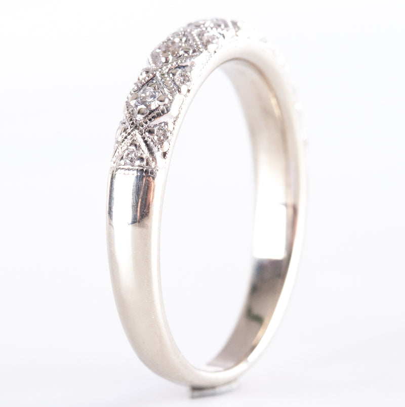 14k White Gold Round H SI1 Diamond Cluster Style Wedding Ring .20ctw 3.19g