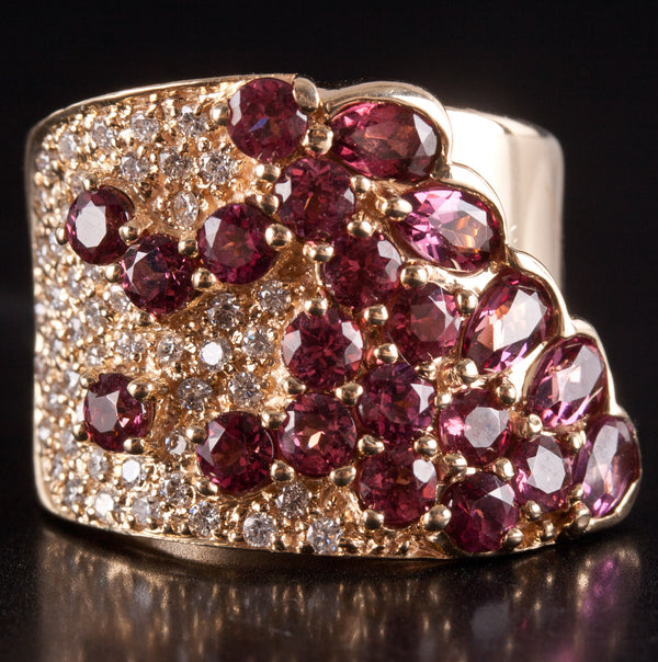 14k Yellow Gold Rhodolite Garnet Diamond Sonia B Design Ring 3.46ctw 15.07g