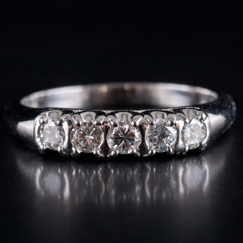 Platinum Round H SI1 Diamond Five-Stone Wedding Anniversary Ring .25ctw 5.61g