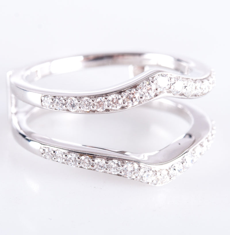 14k White Gold Round H SI2 Diamond Wedding Ring Guard / Enhancer .47ctw 5.49g
