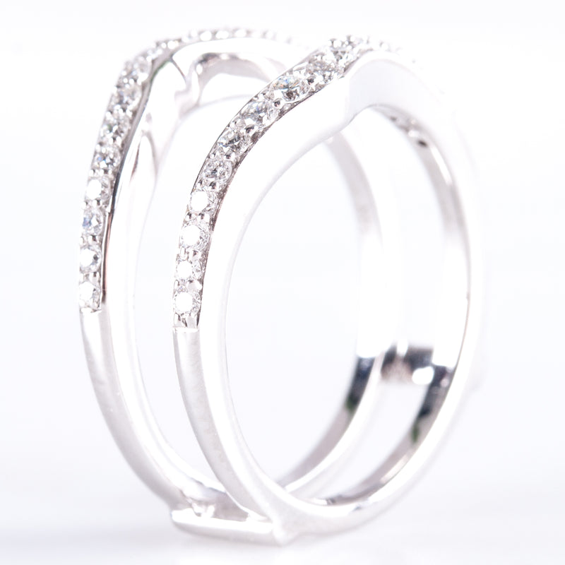 14k White Gold Round H SI2 Diamond Wedding Ring Guard / Enhancer .47ctw 5.49g